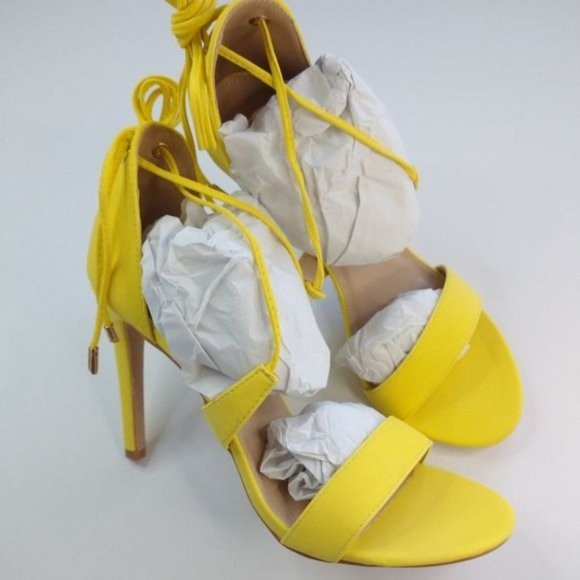 Glaze Womens Gladiator Strappy Stiletto Heels Sandals Yellow Size 8.5 - Picture 3 of 13